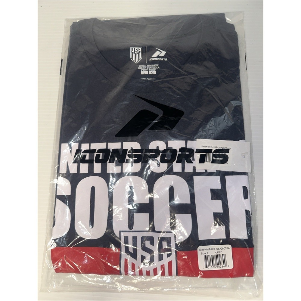 Icon Sports USMNT Soccer T-Shirt Licensed Navy USA NEW Large